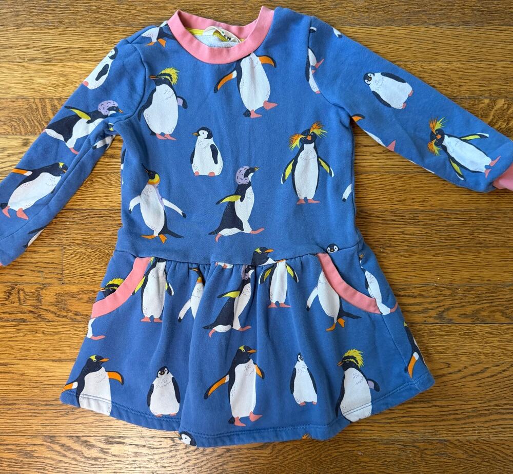 Mini Boden Girls' Penguins Sweatshirt Dress Size 6-7